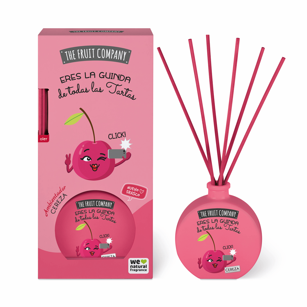 The Fruit Company - Ambientador Mikado Difusor de fragrância com design rosa e cereja desenhada