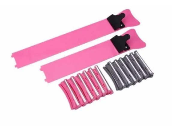Kit Madeixas - Pranchas e Rolos Conjunto acessórios para cabelo cor rosa e preto