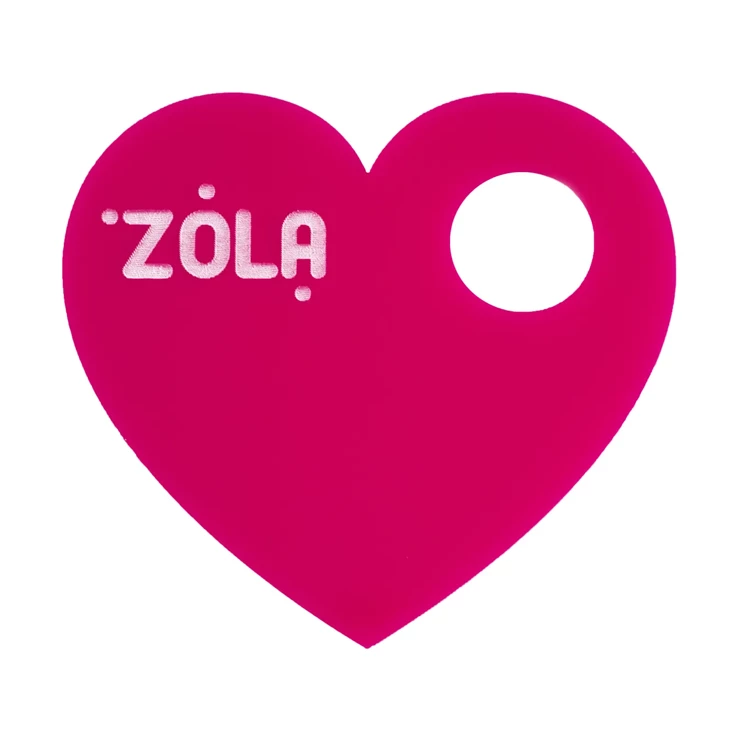 ZOLA Heart Mixing Palette - Paleta de Mistura em Coração Prato rosa em forma de coração com texto ZOLA