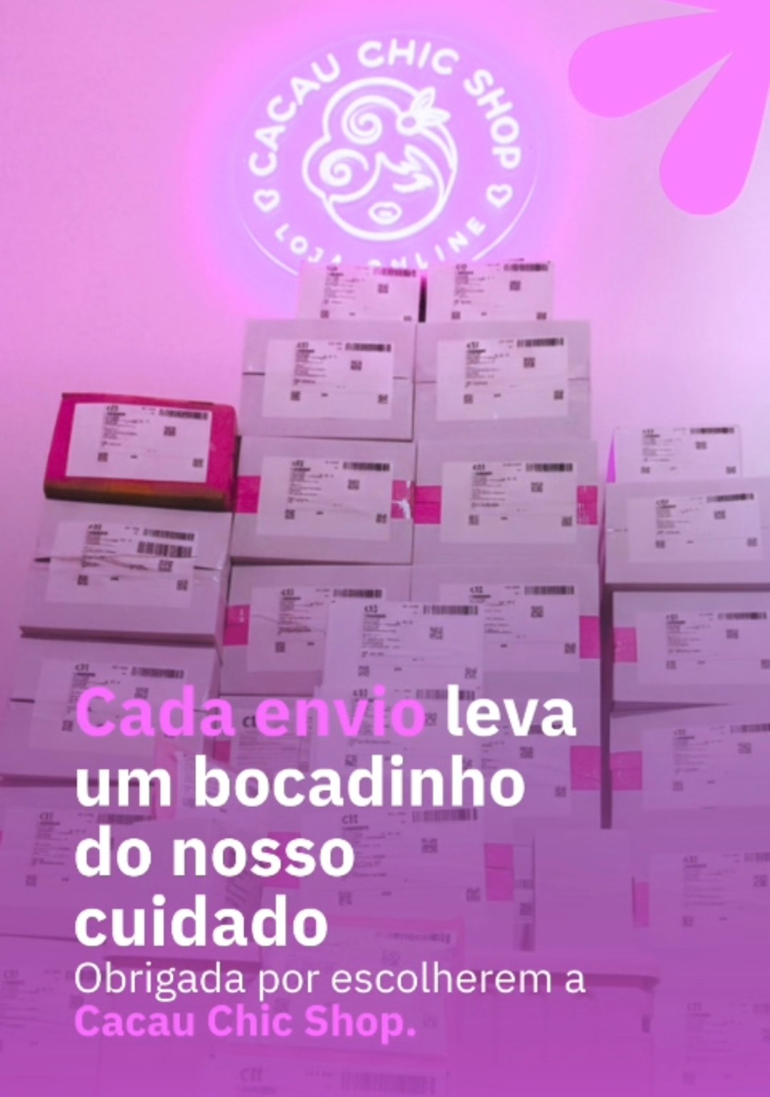 Encomendas preparadas pela Cacau Chic Shop para envio em Portugal
