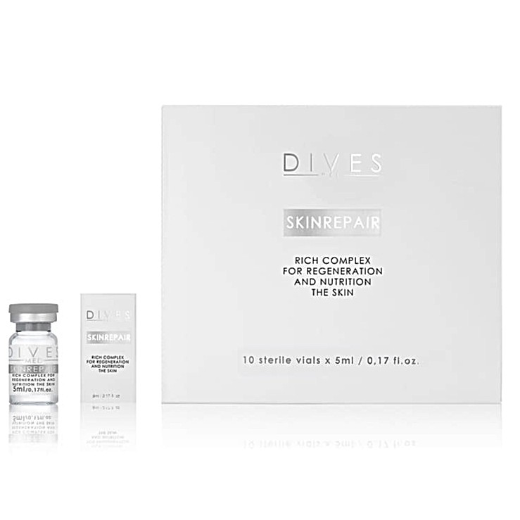 Skin Repair - Skinbooster e Microagulhamento Estrias Caixa branca e frasco de produto de cuidados com a pele
