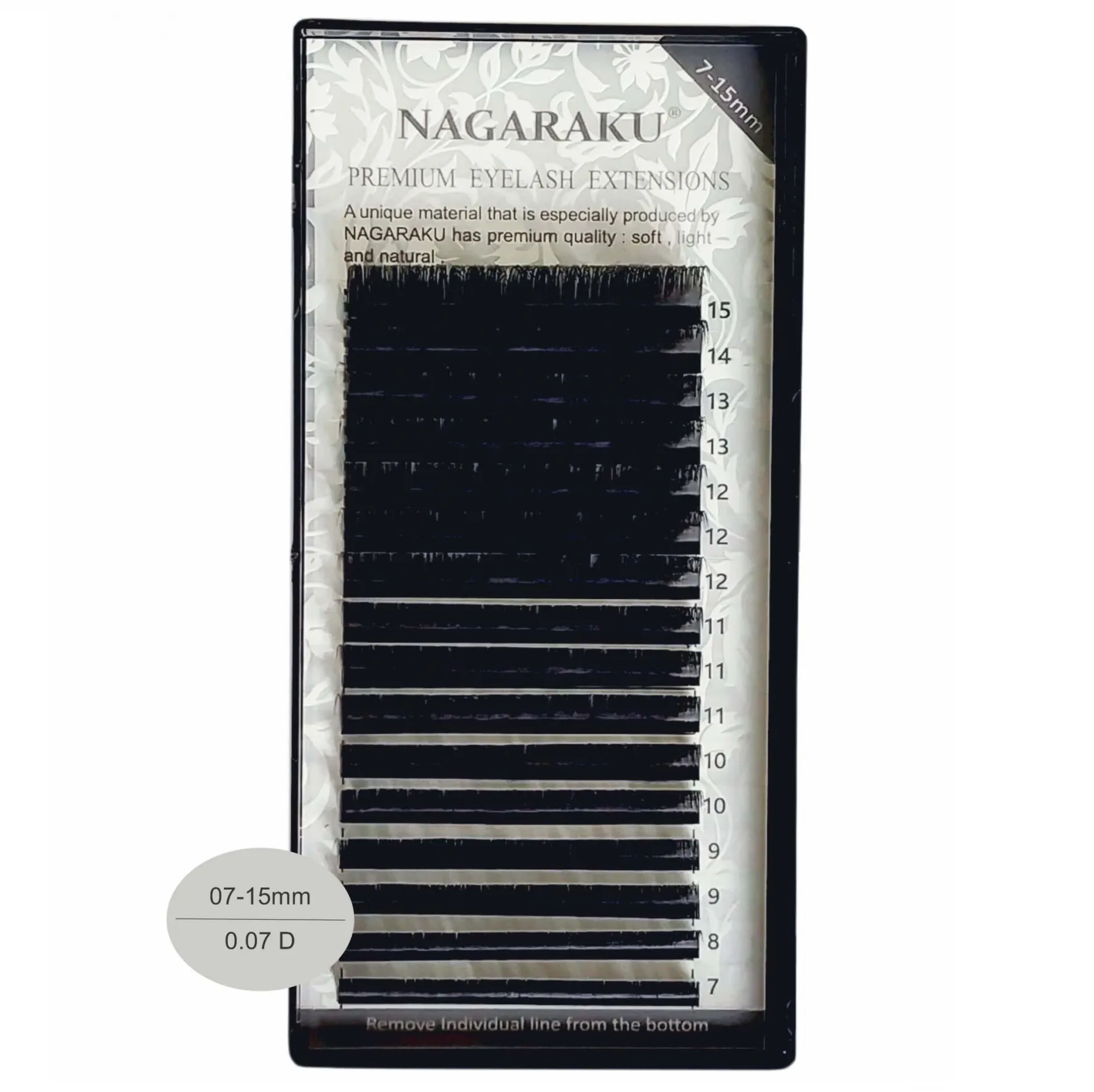 Pestanas Nagaraku Premium Mix Volume Russo 0,07 D Extensões de pestanas NAGARAKU preto em embalagem de plástico