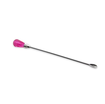 Colher Rosa para Henna e Sobrancelhas - Lovely Palito metálico com ponta rosa de gema e outra ponta para abrir cápsulas