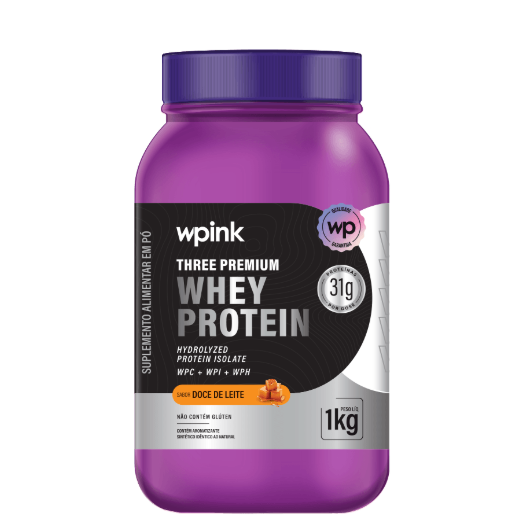Three Premium Whey Protein Doce de Leite WP 1 KG - PRÉ-VENDA📍 Recipiente de suplemento alimentar Whey Protein sabor Doce de Leite 1kg