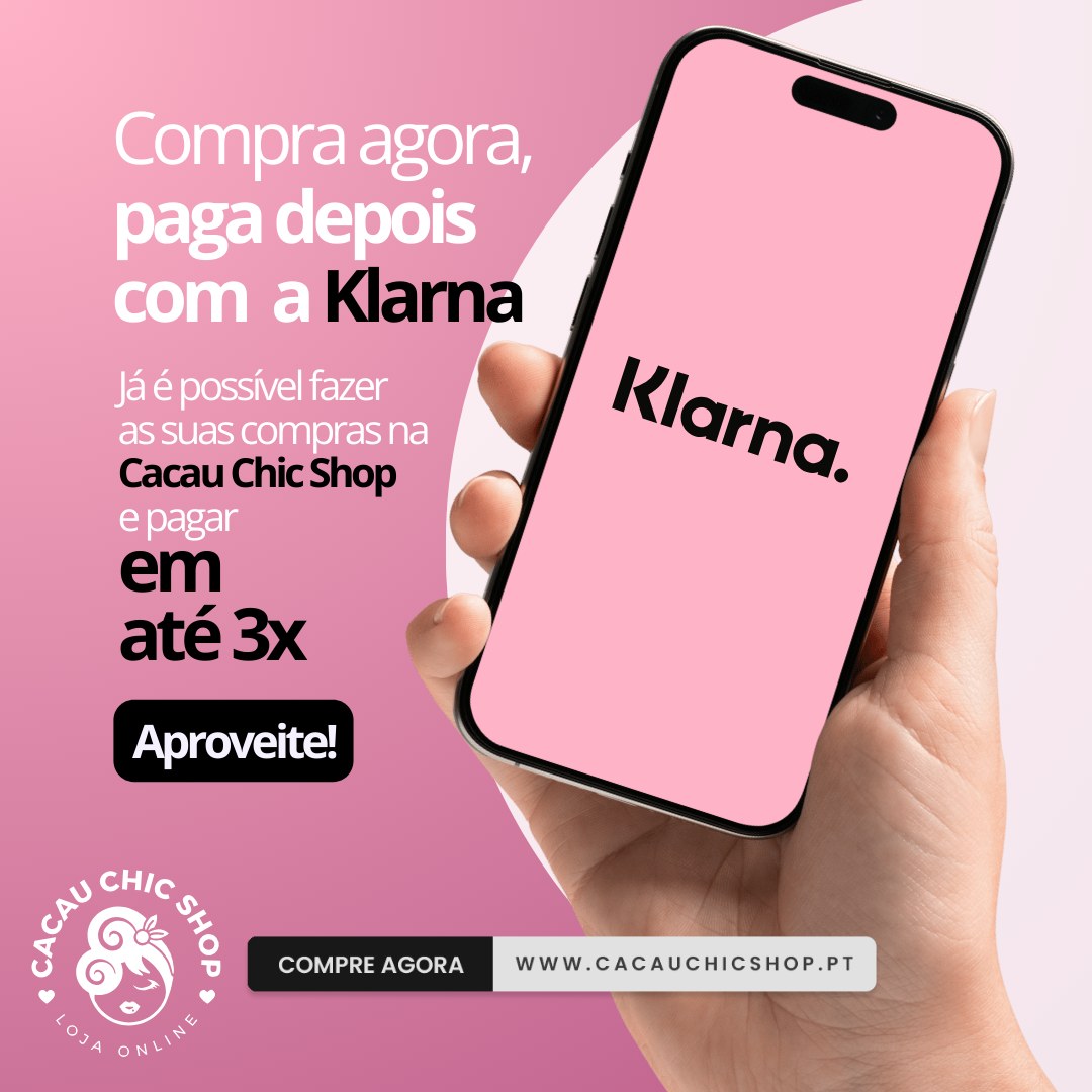 Promoção para pagamento em até 3x na loja Cacau Chic Shop com Klarna