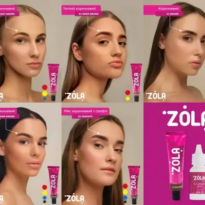 Cinco mulheres com produtos ZOLA em tubos rosa de diferentes tonalidades de pele