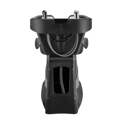 Máquina preta para engomar com saídas metálicas e espaço transparente frontal