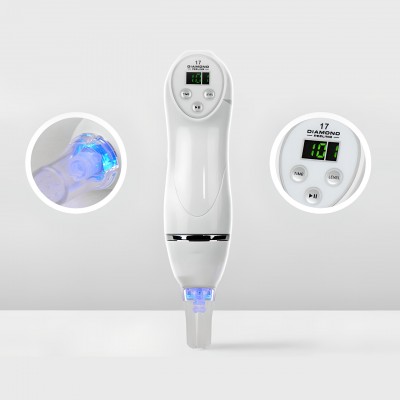 Dispositivo branco com visor digital e luz azul