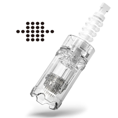 Cartucho transparente com agulhas e mola branca