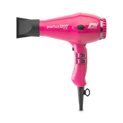 Secador de cabelo Parlux 3200 Plus rosa com concentrador preto e botões laterais