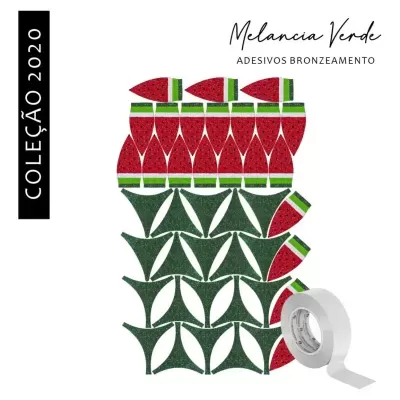 Adesivos para bronzeamento com padrão de melancia vermelha e verde, COLEÇÃO 2020