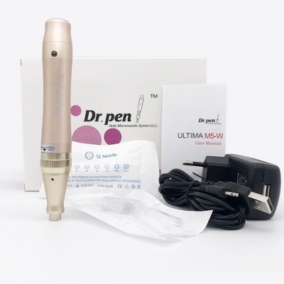 Dispositivo de microagulhamento Dr. pen dourado com acessórios