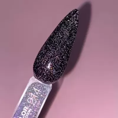 Amostra de verniz preto com brilho prateado