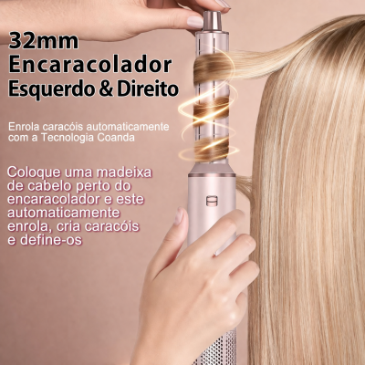 Encaracolador automático rosa metalizado enrolando cabelo loiro