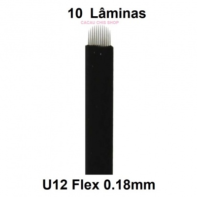 Lâminas para micropigmentação U12 Flex 0.18mm com 10 lâminas