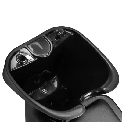 Bacia de lavagem preta para salão de cabeleireiro com torneira