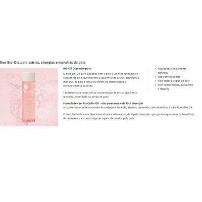 Embalagem branca de óleo cosmético Bio-Oil para estrias e manchas da pele