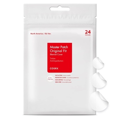 Pacote branco com adesivos transparentes para manchas