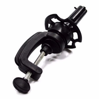 Suporte de cabo de aço preto com fixação em C e mecanismo de rosca