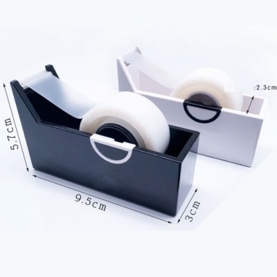 Dispensadores de fita adesiva preto e branco com fita em rolo