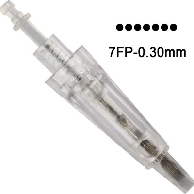 Microagulha transparente com agulha metálica e texto 7FP-0.30mm