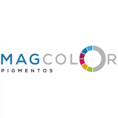 Logótipo MAGCOLOR PIGMENTOS com círculo colorido