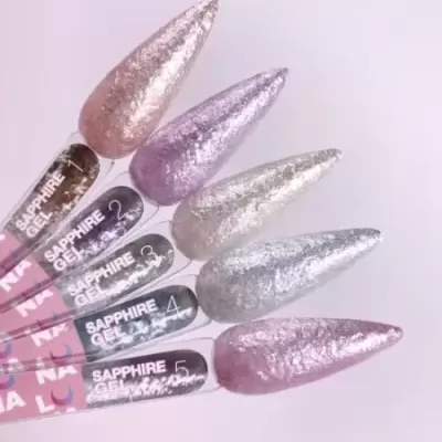 Mostruário de vernizes em gel metálicos SAPPHIRE GEL com brilho nacarado