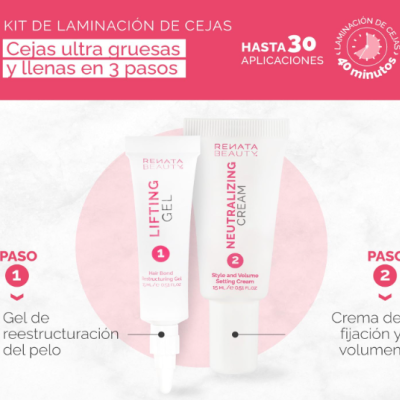 Kit de laminación de cejas con gel y crema en tubos blancos