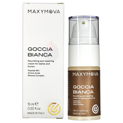 Frasco e embalagem de creme MAXYMOVA GOCCIA BIANCA 15 ml