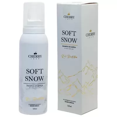 Frasco e caixa do shampoo Soft Snow da Cherry Lash em fundo branco