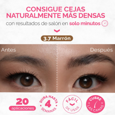 Antes e depois da aplicação do produto 3.7 Marrón para sobrancelhas