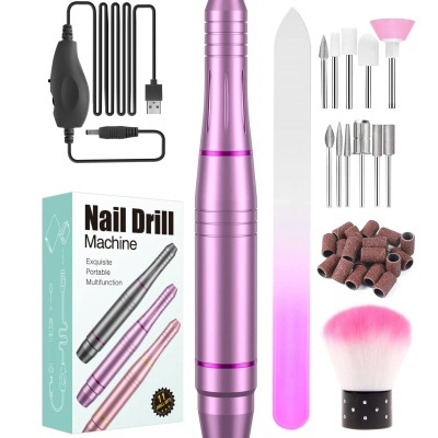 Conjunto completo de máquina de perfuração para unhas com acessórios e caixa
