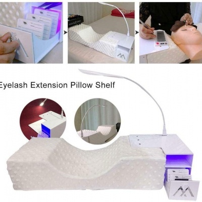 Almofada ergonómica branca com prateleira iluminada e luz de leitura