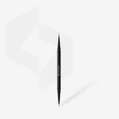 Caneta preta fina de ponta dupla