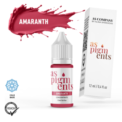 Frasco e caixa de pigmento labial cor Amaranth