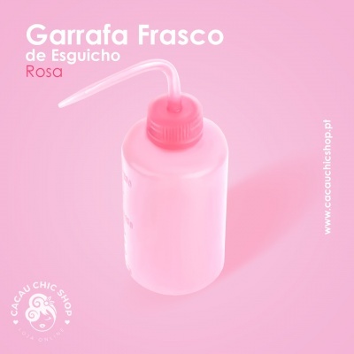 Garrafa frasco de esguicho rosa com tampa de rosca e bico fino curvado
