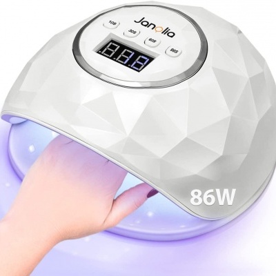 Máquina de manicure elétrica branca com painel digital e luz LED azul