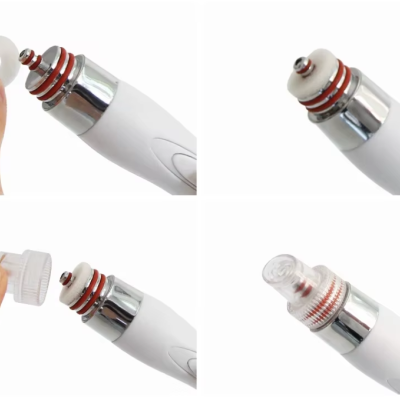 Dispositivo eletrônico branco com acessórios plásticos transparentes removíveis