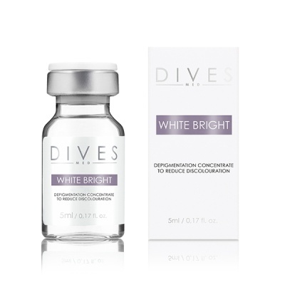 Frasco e caixa de concentrado despigmentante Dives Med White Bright 5ml