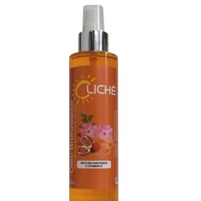 Frasco de óleo bronzeador laranja com tampa spray