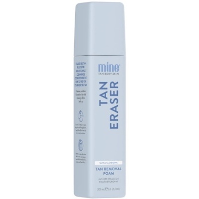 Frasco azul claro de espuma de remoção de bronzeado Tan Eraser da marca mine