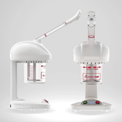 Máquina branca de branqueamento dentário com jarro de vidro e marcações vermelhas