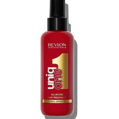 Frasco de spray vermelho REVLON uniq one tratamento capilar