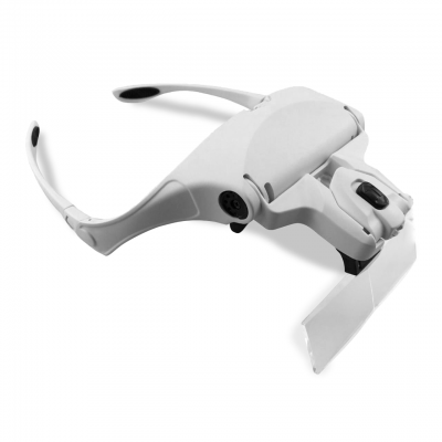 Óculos de aumento brancos com lente e luz LED