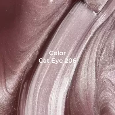 Textura fluida metálica rosa e lilás com texto 'Color Cat Eye 206'