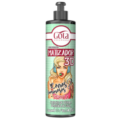 Frasco de produto cosmético Matizador 3D Gota Dourada com doseador