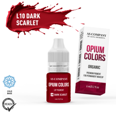 Pigmento para lábios Dark Scarlet da AS COMPANY com embalagem e caixa