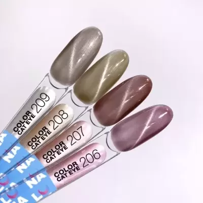 Amostras de verniz de unhas em tons cat eye cintilantes