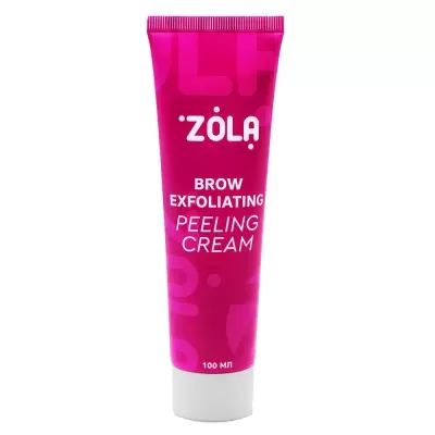 Tubo rosa de creme esfoliante para sobrancelhas da marca ZOLA