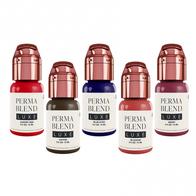 Frascos de verniz para unhas Perma Blend Luxe em várias cores com tampas douradas